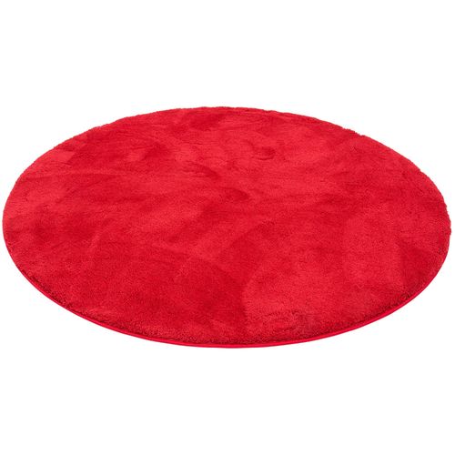 Pergamon Luxe Super Soft Tapis À Poils Longs Silky Rond Vin Rouge 160x160 Cm