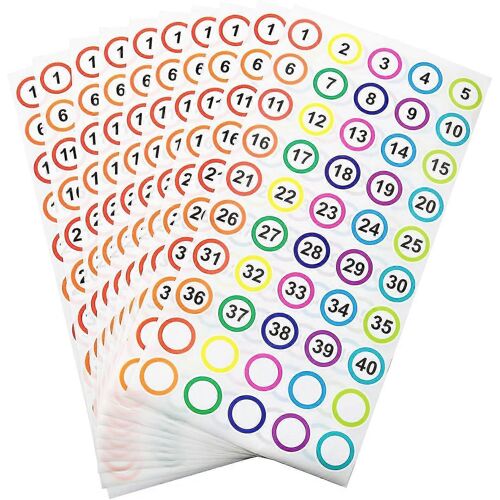 10 Feuilles 1-40 Numéro Étiquettes Autocollants Bordure Colorée Autocollants Ronds Pour La Classe De Bureau Organiser Des Étiquettes Autocollantes Décorations D'apprentissage 500pcs (400