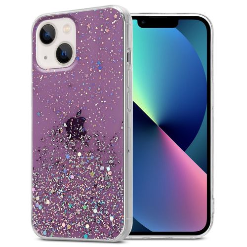Coque Pour Apple Iphone 13 Mini En Violet Avec Paillettes Housse De Protection Étui En Silicone Tpu Flexible Avec Paillettes Scintillantes