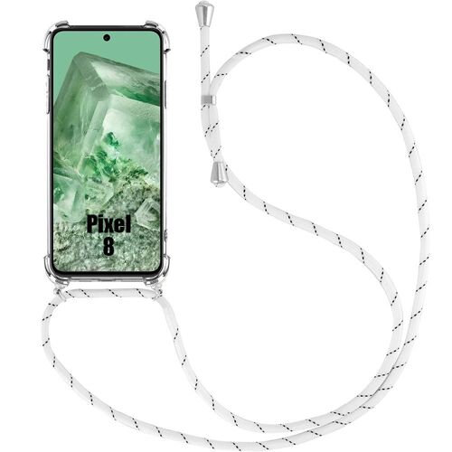 Coque Cordon pour Google Pixel 8, Antichoc Coin Renforcé Souple avec Cordon Blanc - E.F.Connection