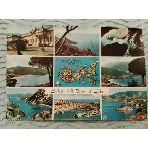 Carte Postale Colorée "Salutti Dall Isola D Elba" Vintage Années 70.
