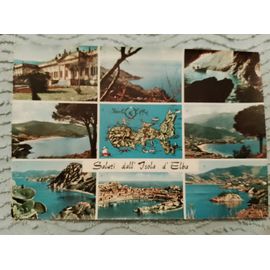 Carte Postale Colorée "Salutti Dall Isola D Elba" Vintage Années 70.