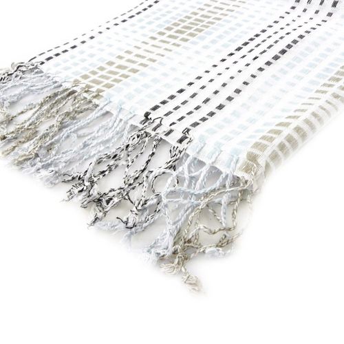 Promotion ! Echarpe Créateur 'maestro' Bleu Blanc Taupe