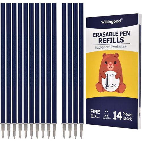 Kalanka-Lot De 14 Recharges Pour Stylo Gel Effaçable, Compatibles Avec Legami, Hauteur 13 Cm, Encre Thermosensible Bleue Noire, Pointe 0,7 Mm