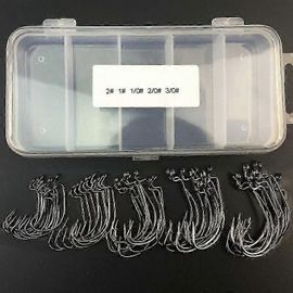 51pcs Hameçons De Pêche En Acier À Haute Teneur En Carbone Worm Senko Bait Jig Hameçons Avec Boîte En Plastique