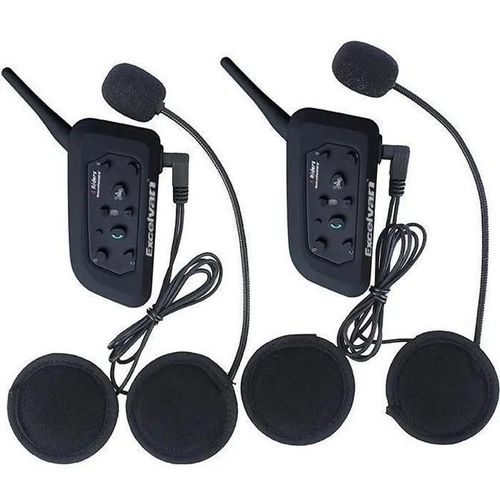 Smrt 2 X Excelvan V6-1200 Moto Intercom Oreillette Bluetooth Plug Casque De Moto Interphone 1200m Pour 6 Motards