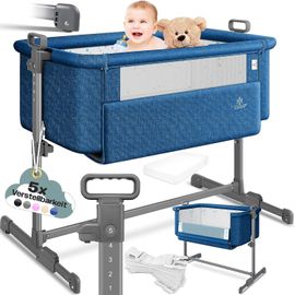® Lit D'appoint Hubi 3 En 1 | Supplémentaire Pour Bébé | De Voyage | Avec Matelas Souple | Pour Enfant À Roulettes | Réglage De La Hauteur Sur 5 Positions (Dunkelgrau)