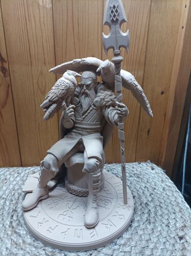Figurine Odin sur son trône – Sculpture viking nordique – Impression 3D – Statue mythologie – Décoration geek et médiévale