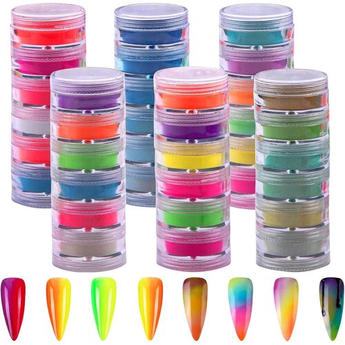 Kalanka-36 Couleurs Poudre À Ongles Pigment Iridescent Poudre Fluorescent Colorée Nail Powder 