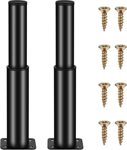 Pieds de Meubles Réglables 2er,Pieds Noirs pour Meubles,Pieds de Meubles Réglables en Hauteur,Pieds de Table en Métal,Pieds de Canapé pour Pieds de Table,Pieds de Lit, Pieds de Meuble15-25cm