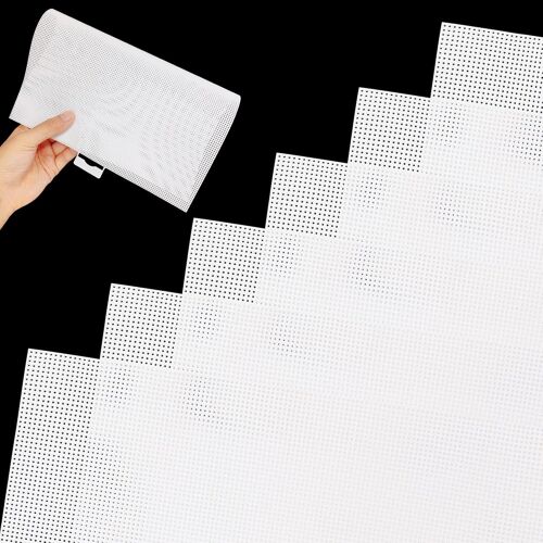Mevronisshop-6 Pièces Canevas Sac Blanc 14 Ct Grilles En Plastique Feuilles De Toile En Maille Écran Pour Bricolage Broderie L'artisanat Projets De Crochet (28 X 21 Cm)