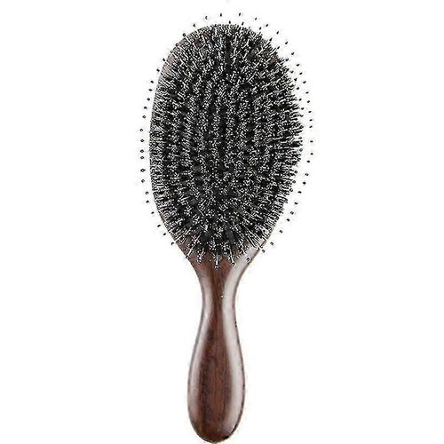 Brosse À Cheveux Antistatique En Poils De Sanglier Naturel Avec Peigne Fin Pour Un Démêlage En Douceur - Vert 
