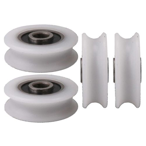 Porte coulissante U-Groove Nylon Poulie Roues 4pcs 22x6x8mm Blanc ID6mm