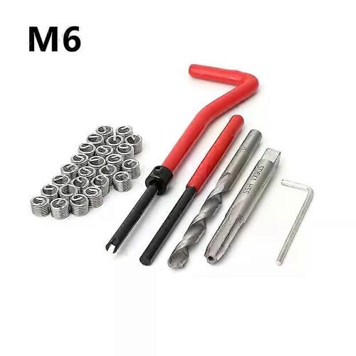 30 Pcs Car Pro Coil Drill Tool Kit D'insertion De Réparation De Filetage Métrique M6 Pour Hélicoil Outils De Réparation De Voiture Coarse Crowbar Car Styling Repai