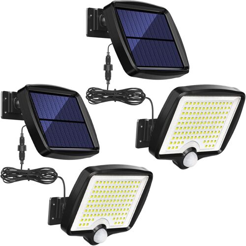 - Lampes Solaires, À 118 Led, Avec Détecteur De Mouvement, Câble De 5 M, Étanchéité Ip65, Angle D'éclairage 120°, Applique Murale Solaire, Pour Extérieur, Jardin - 2 Pièces