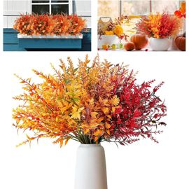 12 Bouquet Automne Artificielle Fleur Automne Bouquet De Fleurs Artificielles Deco Fleurs d'automne Artificielles Qui Ne Se Décolorent, Decoration Automne pour Intérieur et Extérieur