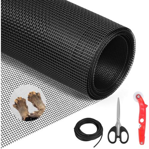 Chenquansarl-Moustiquaire Fenêtre 120 X 120 Cm, Découpable À La Dimension Souhaitée, Moustiquaire Fenêtre Sans Perçage, Fibres De Verre Moustiquaires Pour Fenêtres Et Portes(Noir)