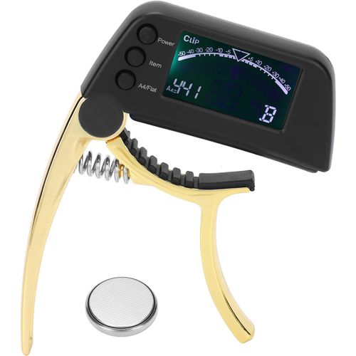 Chenquansarl-Accordeur De Capo De Guitare 2 En 1 Multifonctionnel Avec Écran Lcd Pour Basse Chromatique De Guitare Électrique Folk Acoustique Normale(D'or)
