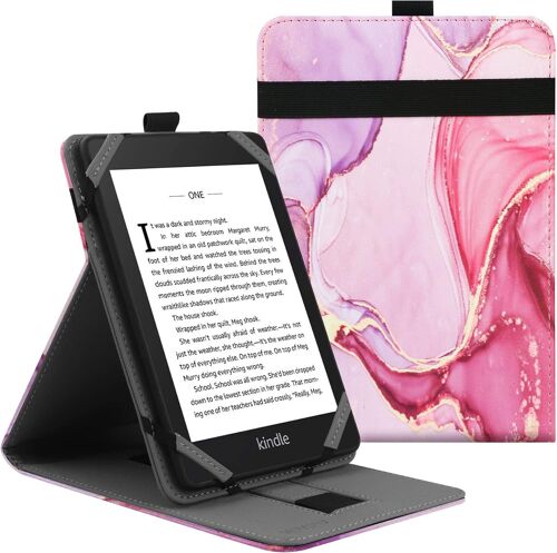 Coque de Protection Universel pour Kindle Paperwhite Kobo Liseuse 6 Pouces,étui Folio Compatible avec la liseuse Sony/Kobo/Tolino/Pocketbook/Kindle 6"",avec Support Multi Angles-Marble Pink