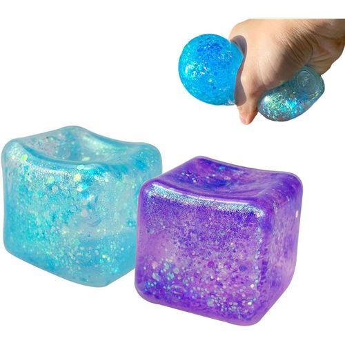 KAL-2 Pièces Balle Antistress, Balle Anti Stress Enfant, Cube Balle Stress, Glaçons Anti-Stress Fidget Balls, Jouets À Presser De Glaçons, Balles Anti-Stress Pour Enfants Et Adultes