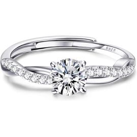Kal-Bague Argent 925 Femme Reglable Bague Zircone Cubique Alliance Femme, Bague De Fiancailles Bague Promesse Mariage Bague Pouce Argent/Or Bague Femme Cadeaux De Bijoux