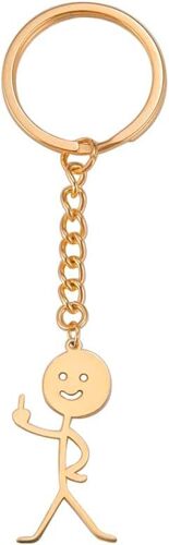 KAL-Drôle Smiley Figurine De Visage Langue Des Signes Porte-Clés Doigt Stickman Mignon Tendance Sac Clé De Voiture Pendentif Couple Cadeau Porte-Clés