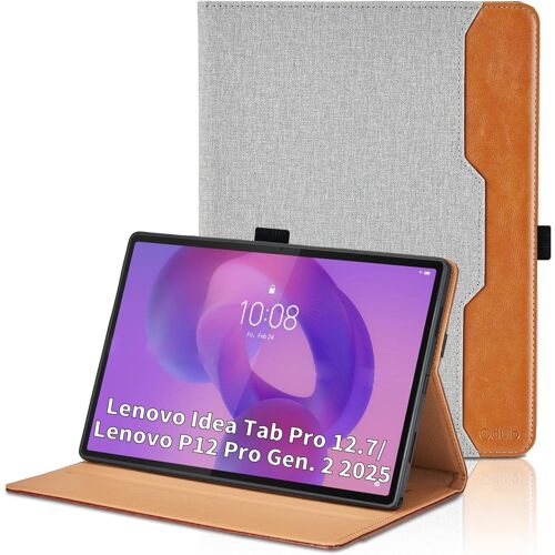 KAL-Coque Pour Lenovo Tab P12 Pro (2. Generation) 2025/ Xiaoxin Pad Pro 12,7 Pouces 2025 Business Premium Pu Cuir Cover Tablette Housse De Protection Auto Réveil/Sommeil, Multi-Angle Étui Avec Poche-