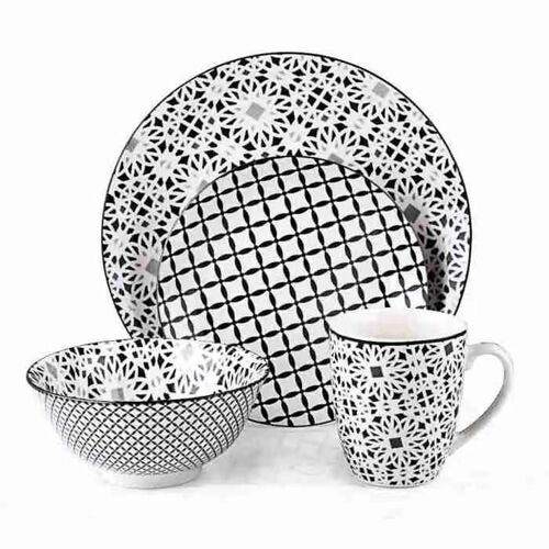 Alpina-Nk Set D'assiettes Set De Salle À Manger 16 Pcs Gris Ed-249544