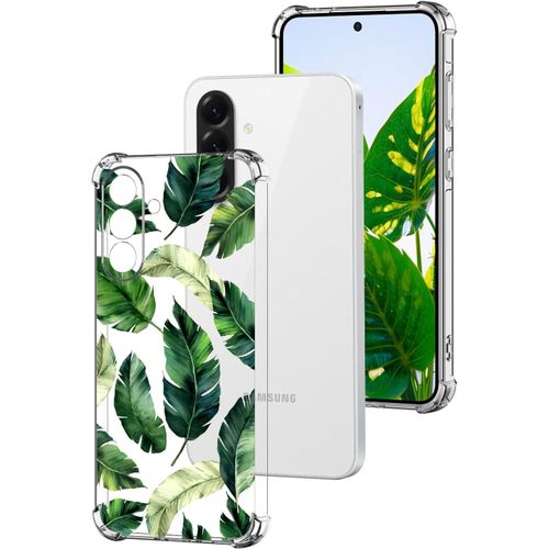 Coque De Téléphone Transparente Pour Samsung Galaxy A26 5g Avec Motif Jolie Housse Etui En Silicone Tpu Souple Clair Aux Chocs Protection Antichoc Coque Pour Galaxy A26 5g - Feuille Verte