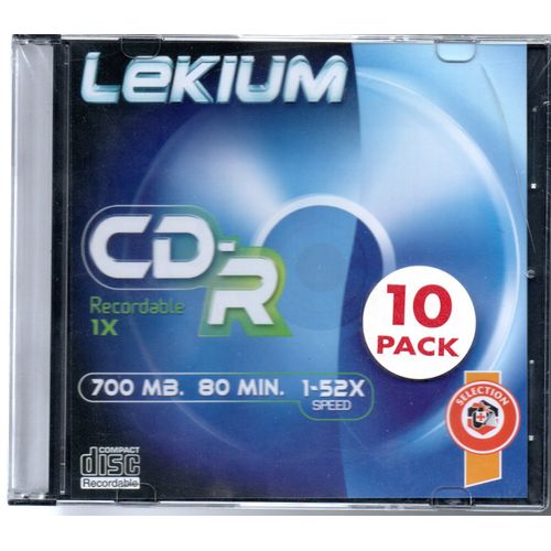 LEKIUM CD-R 700 MB PACK DE 10 EN BOITIERS SLIM
