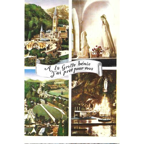 Carte Postale Lourdes (65) - La Basilique / L'apparition / La Grotte Miraculeuse (1965)
