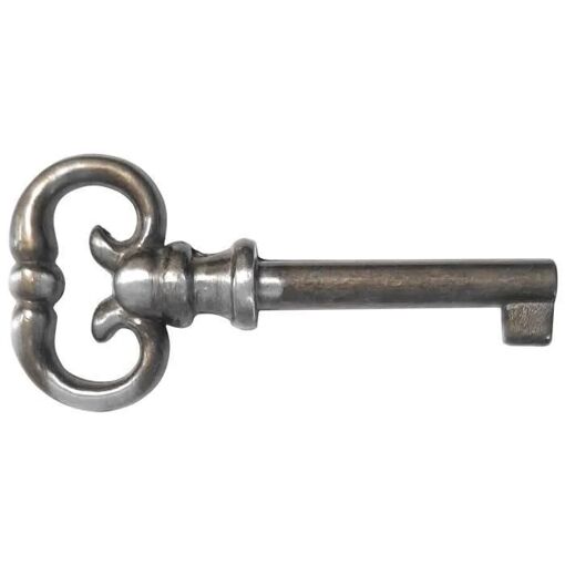 Ancienne serrure de couleur aigue-marine accrochée à la porte de garage