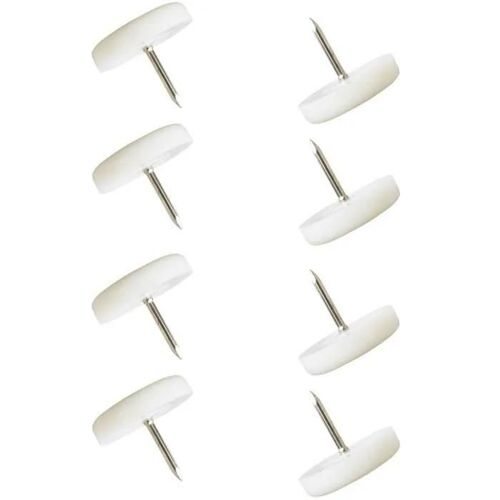 Patin de chaise - CYCLINGCOLORS - Lot de 8 - Plastique blanc - Diamètre 22mm - Fixation à clouer