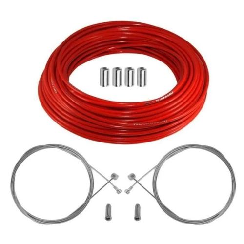 Kit Câbles Et Gaines De Frein - Non Spécifié - Universel - Teflon - Rouge - 2 Câbles De 2m