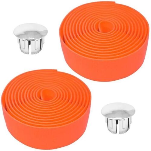 Cyclingcolors 2x Ruban De Cintre Vélo Ruban De Cintre Mousse Confort Eva Adhésif Bouchon Chromé Cycle Route Fixie, Orange