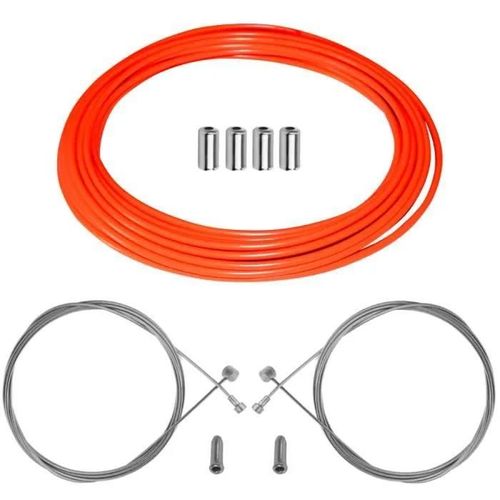 Kit Câble Gaine De Frein Vélo Orange Fluo Cyclingcolors - Universel Vtt Route - Téflon Avant Arrière