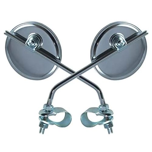 Rétroviseurs Vélo Chromés Ronds 75mm À Collier Réversible Gauche/Droite Guidon 22mm - Cyclingcolors