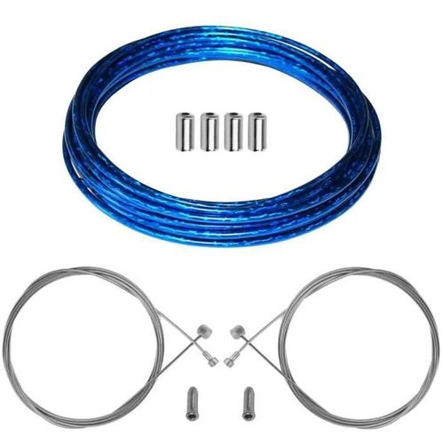Kit Câble Gaine De Frein Vélo Bleu Irisé Laser Avant Arrière Téflon Cycle Route Vtt Course Vintage Universel