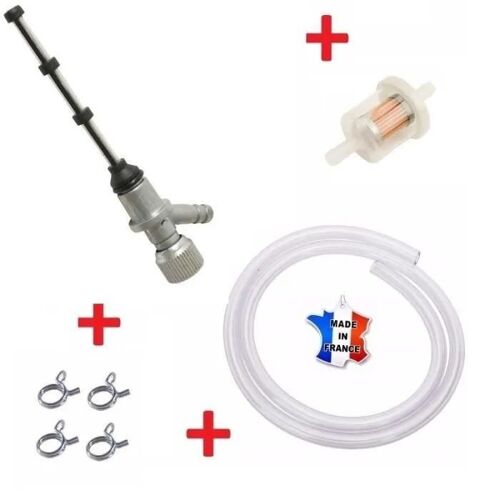 Kit Essence Scooter : Robinet Suppression De La Depression + Collier Tube + Durite + Filtre A Carburant Moto Mobylette Cyclomoteur