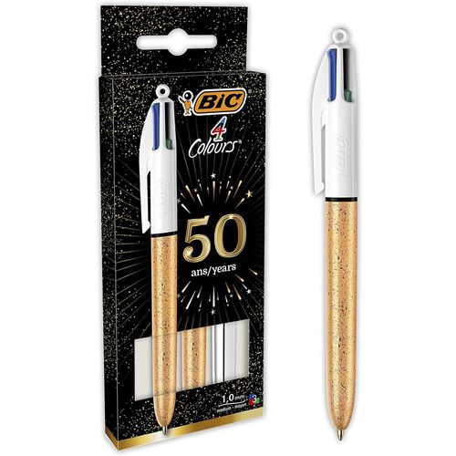 Bic Boîte De 3 Stylo 4 Couleurs Doré