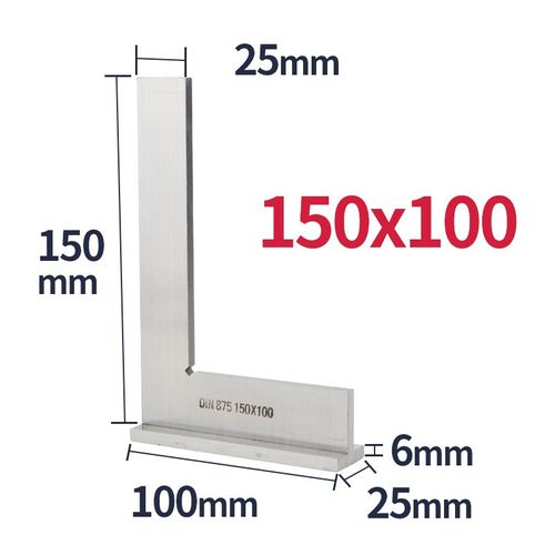 Règle à Angle plat à 90 degrés,outils de travail du bois,charpentier,règle carrée en métal,carré en acier au carbone,jauge,essayer carré - Type 150x100 With Base 90