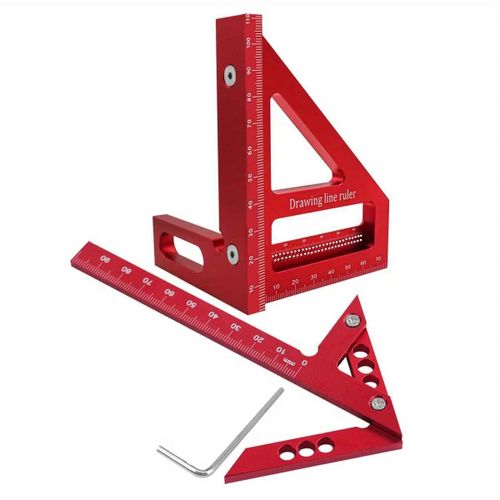 Rapporteur carré de charpentier et jauge de scribe centrale,recherche centrale en aluminium,règle triangulaire d'onglet,scriber de type T,1 pièce,2 pièces - Type 2Pc Metric Kit B
