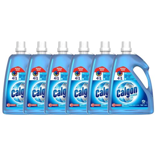 CALGON Lot de 6 Gels Power 4en1 Anti Calcaire Lave Linge, Anti-Corrosion, Résidus et Odeurs - 2,25 l