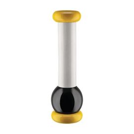 Alessi - Mp0210 1 - Totem Domestici - Moulin A Sel, Poivre Et Epices Design En Bois De Hetre, Jaune, Noir Et Blanc