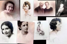 Lot De 12 Photos Anciennes : Portraits De Femmes Signés Années 20 À 50