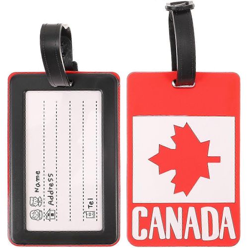 Lot de 2 étiquettes de valise réutilisables avec drapeau du Canada