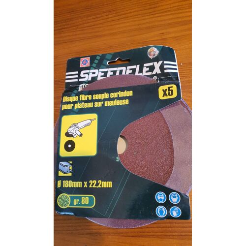 5 disques fibre souple corindon brun D.180 x 22,2 mm Gr.80 pour bois et métaux
