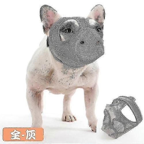 (L-Gris) Muselière Pour Chien À Museau Court, Muselière Bouledogue Réglable En Maille Respirante Pour Mâcher Briting-Yvan