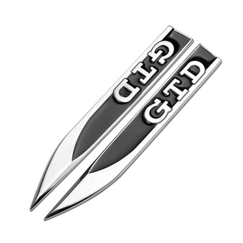 Lot 2x Emblème Noir Type Gtd Sigles Badges Monogrammes Pour Ailes De Véhicule