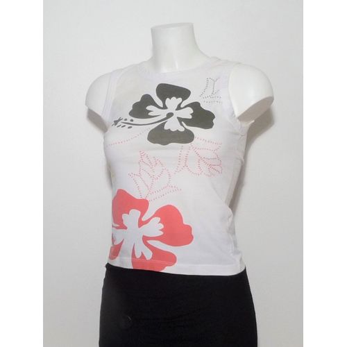 Top/ Tee Shirt Blanc À Motifs Fleuris Rouge Vert Jaune- Taille 36- 3 Suisses
